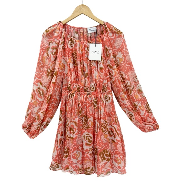 TANYA TAYLOR Dress York Lined Guava Multi - Picture 4 of 13